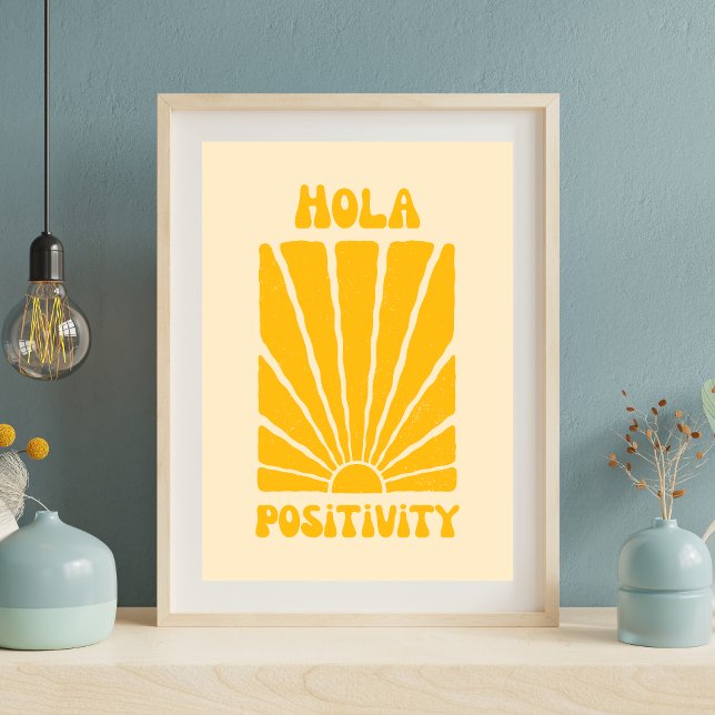 Poster Hola Positivity - Posto Motivacional Retrosolar (Criador carregado)