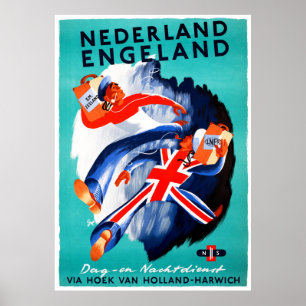 Poster holandês das viagens vintage de Inglaterra
