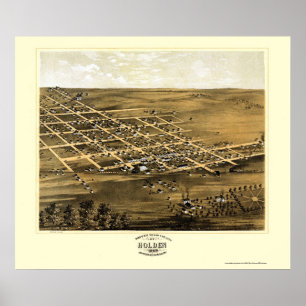 Póster Holden, mapa panorâmico do MO - 1869