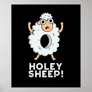 Poster Holey Sheep Funny Animal Pun Dark BG