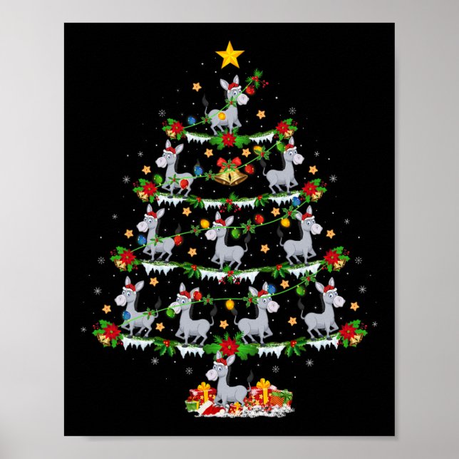Poster Holiday Xmas Lighting Santa Donkey Christmas Tree  (Frente)