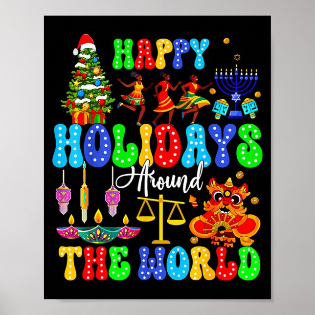Poster Holidays Around World Xmas Hanukkah Kwanzaa Diwali (Frente)
