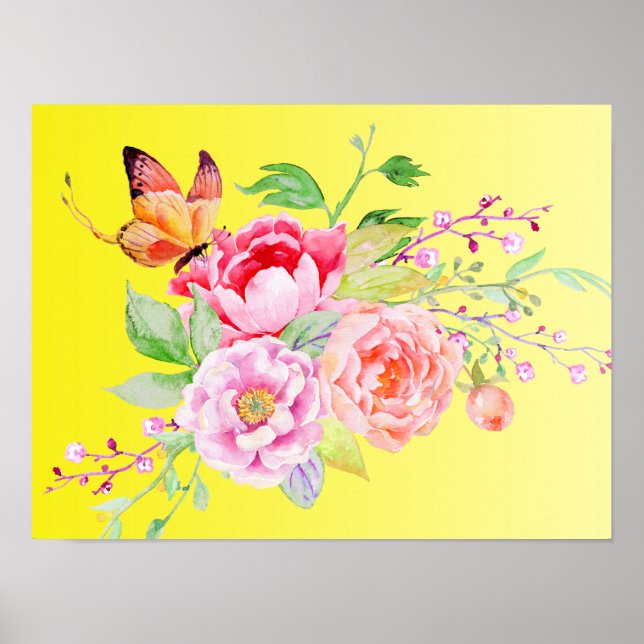 Poster holiES - Flores de Mola de Aquarela Buquê 2 (Frente)