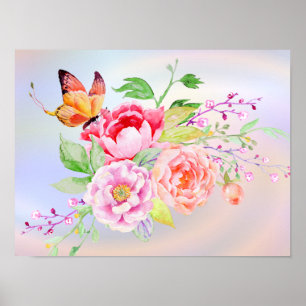 Póster holiES - Flores de primavera de Aquarela Buquê 2