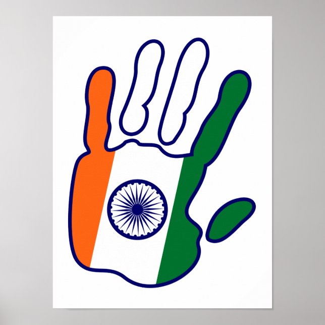 Póster HoliES - India Flag Hand - seja um fã (Frente)