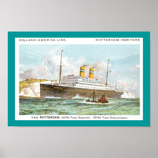 Poster Holland America Line, Roterdão de 1908 (Frente)