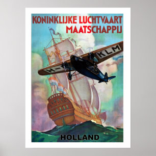 Poster Holland, dutch de voo e navio do fantasma, vintage