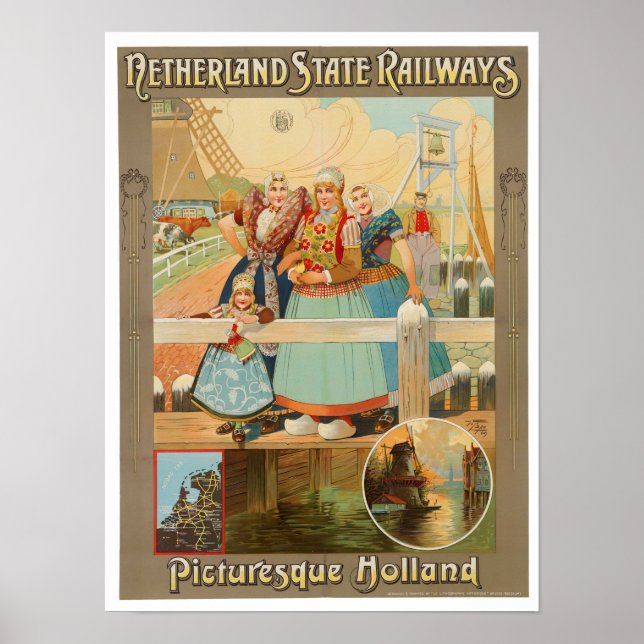 Poster Holland viagens vintage (Frente)