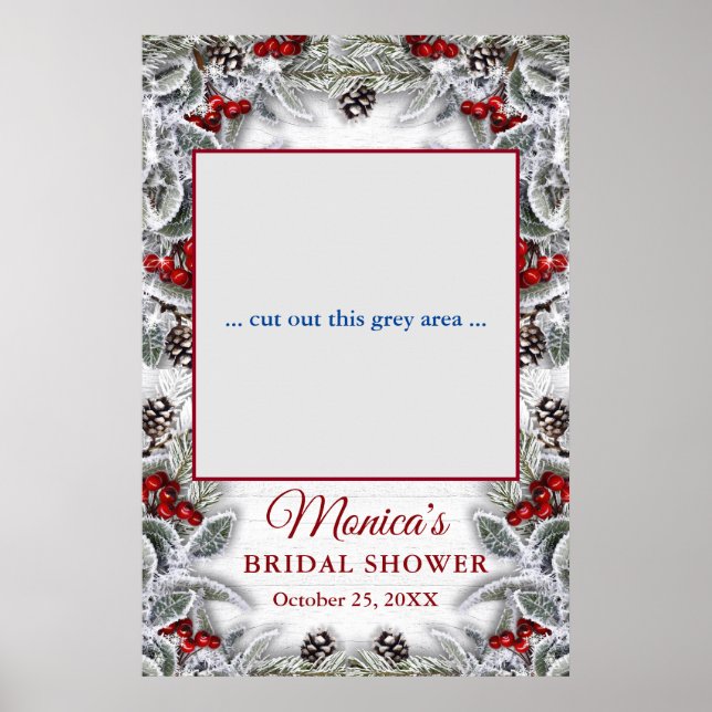 Poster Holly Berry Pine Rustic Foto Prop Chá de panela (Frente)