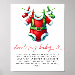 Poster Holly Christmas Papai noel Chá de fraldas Não Diga
