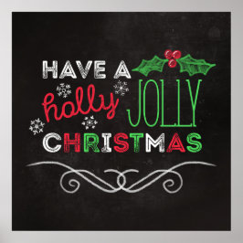 Póster Holly Jolly Christmas Rustic Chalkboard