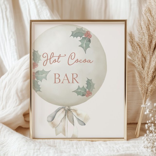 Poster Holly Vintage Balloon Birthday Hot Cocoa Bar (Criador carregado)