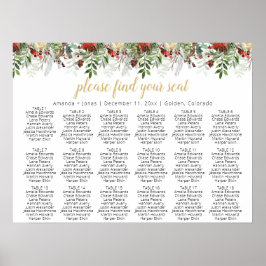 Poster HOLLY Winter Holiday Weddin Seating Chart Modelo