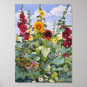 Poster Hollyhocks e girassóis 2005