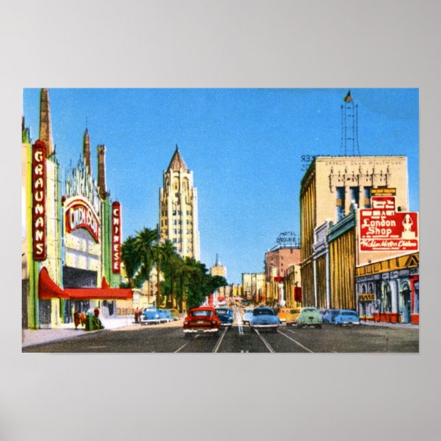 Poster Hollywood Boulevard, Los Angeles Vintage (Frente)