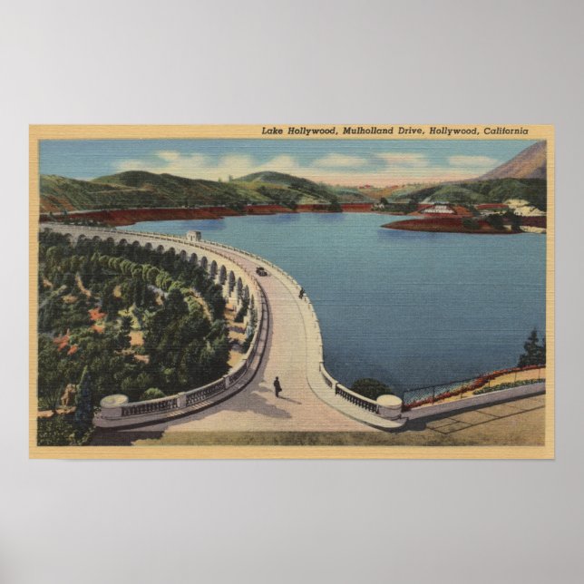 Poster Hollywood, CALake Hollywood & Mulholland Drive (Frente)