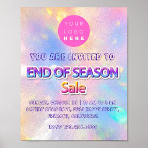 Poster Holográfico do logotipo rosa do final da temporada