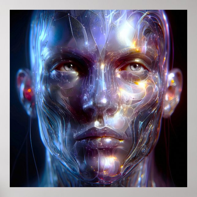Poster Holografisch Transparenter Menschlicher Kopf (Frente)