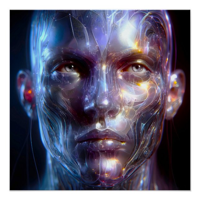 Póster Holografisch Transparenter Menschlicher Kopf (Frente)