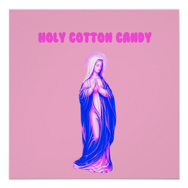 Póster Holy Cotton Candy Vierge Marie Rose et Bleue (Frente)