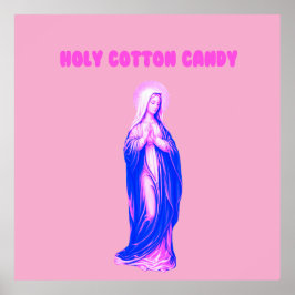 Poster Holy Cotton Candy Vierge Marie Rose et Bleue