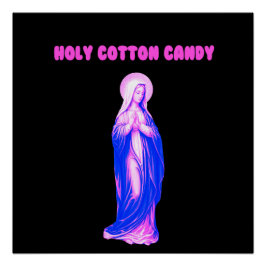 Póster Holy Cotton Candy Vierge Marie Rose et Bleue