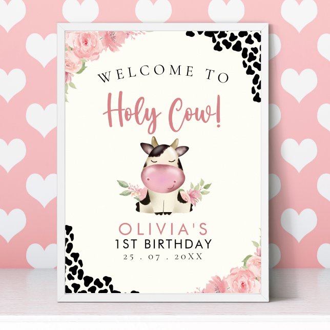 Poster Holy cow! -  Cute 1st Birthday Girl with Cow Theme (Criador carregado)
