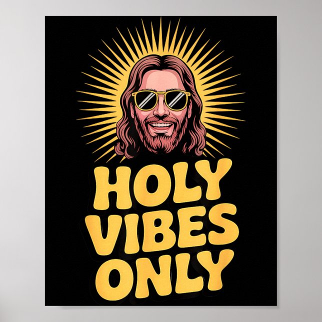 Poster Holy Vibes Only Funny Jesus Religious Christian Fa (Frente)
