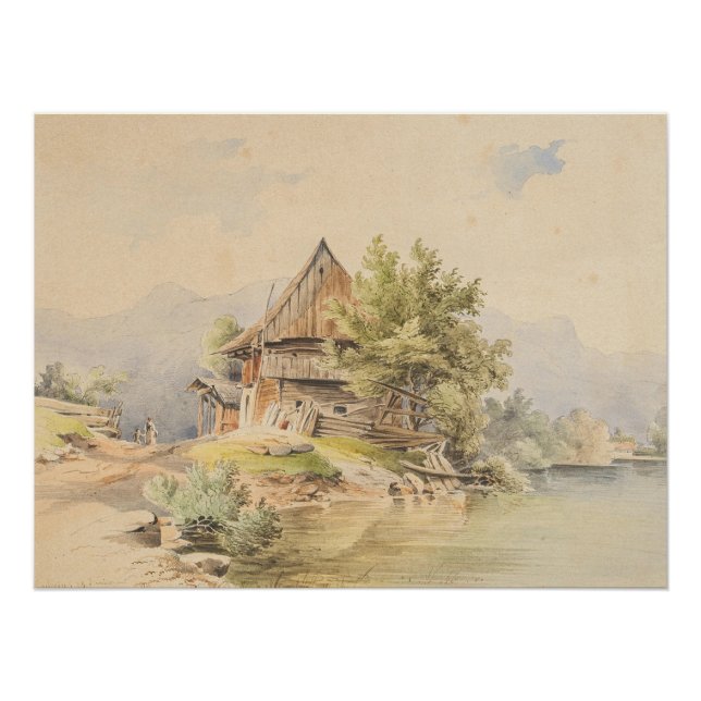 Póster Holzhütte am See - Carl Lafite (Frente)