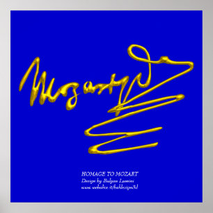 Poster HOMAGE TO MOZART Dourado Signature Of Composer Blu