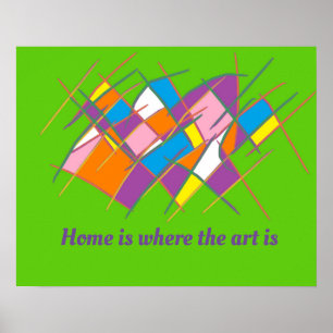 Poster Home é onde a arte é logo na design verde