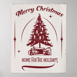 Poster Home For the Holidays Vintage Design