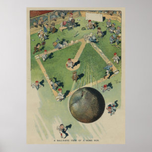 Poster Home run do basebol do vintage - opinião Illustr