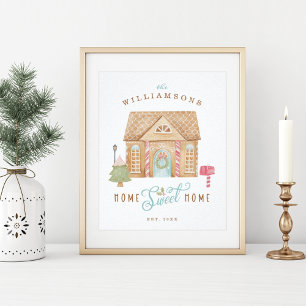 Poster Home Sweet Home Divertido Watercolor Gingerbird Ho