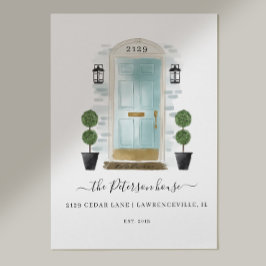 Poster Home Sweet Home Family Aqua Watercolor Door