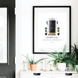 Poster Home Sweet Home Family Black Watercolor Door
