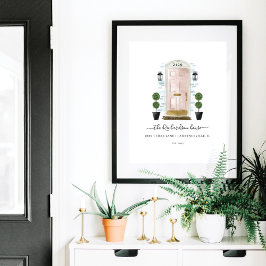 Poster Home Sweet Home Family Blush Pink Watercolor Port