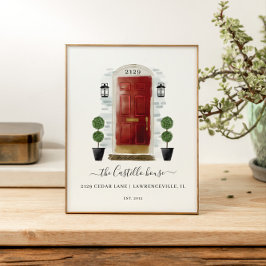 Poster Home Sweet Home Family Red Watercolor Family Door