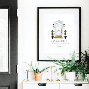 Poster Home Sweet Home Family White Watercolor Door