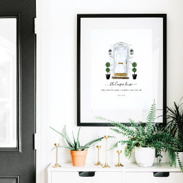 Poster Home Sweet Home Family White Watercolor Door