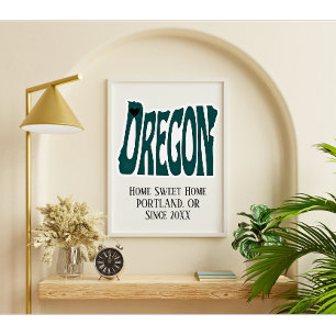 Poster Home Sweet Home Portland Oregon Green State Map