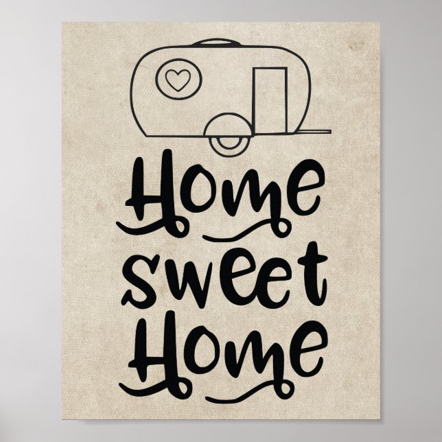 Poster Home Sweet Home Retro Camping Camper Decor (Frente)