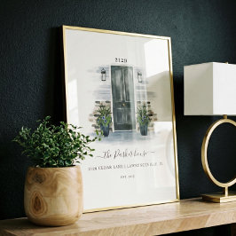 Poster Home Sweet Home Watercolor Cinza Doce Doce ou Bric