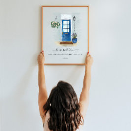 Poster Home Sweet Home Watercolor Estilo do País Porta Az