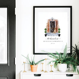 Poster Home Sweet Home Watercolor Red Brick & Black Door