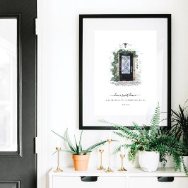 Poster Home Sweet Home Watercolor Stone Black Iron Door