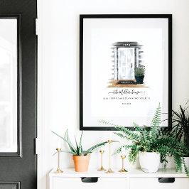Poster Home Sweet Home Watercolor White Hamptons Door