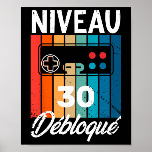 Poster Homem 30 Anos Aniversário Gamer Nível 30 Humor 1