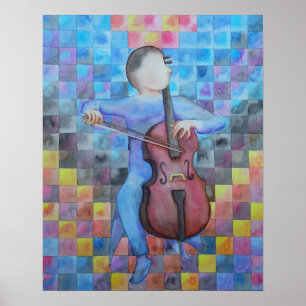Póster Homem abstrato do violoncelo