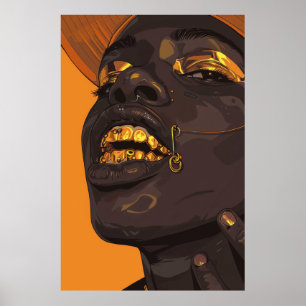 Poster Homem Afro-Americano com Acessórios Decorativos P